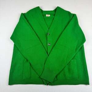 Vintage 100% Pure Cashmere Green Cardigan Sweater Size 46